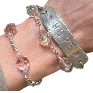 Handcrafted Breast Cancer Hope Wrap Bracelet With Charms NWOT